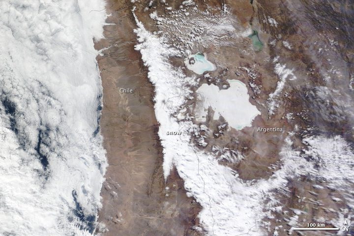 Satellite Sees Rare Snow in Chilean Desert