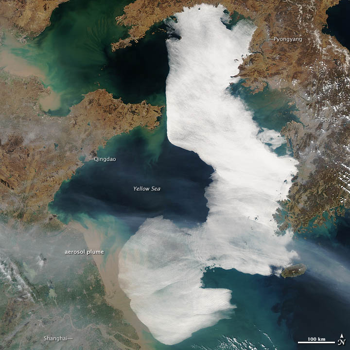 Giant Fog Patch Hovers Over Yellow Sea