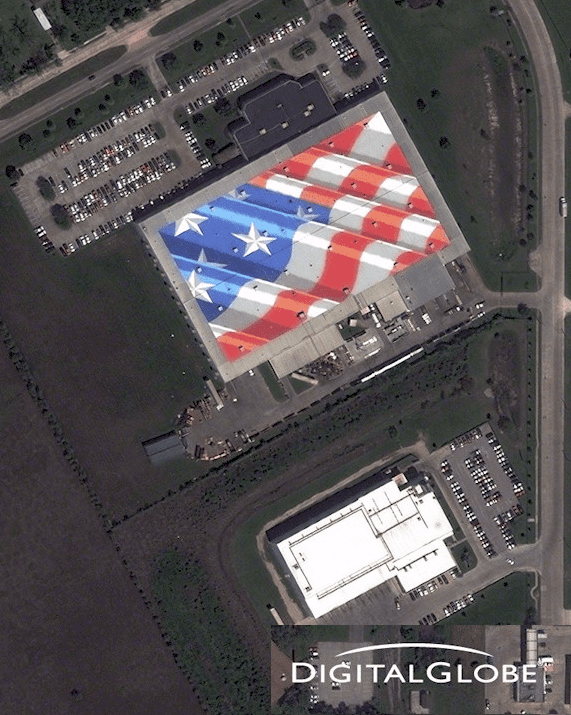 Giant Rooftop Flag Visible from Space