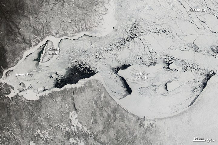 Islands Rise from Rapidly Melting Hudson Bay