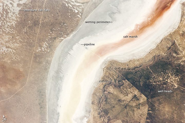 Giant Salty Stripe Winds Toward Caspian Sea