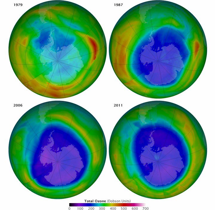 Satellites Track Ozone Hole Before/After Protocol