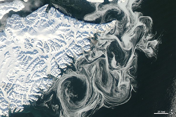 Greenland Ice Swirls Mimic Marbled Paper