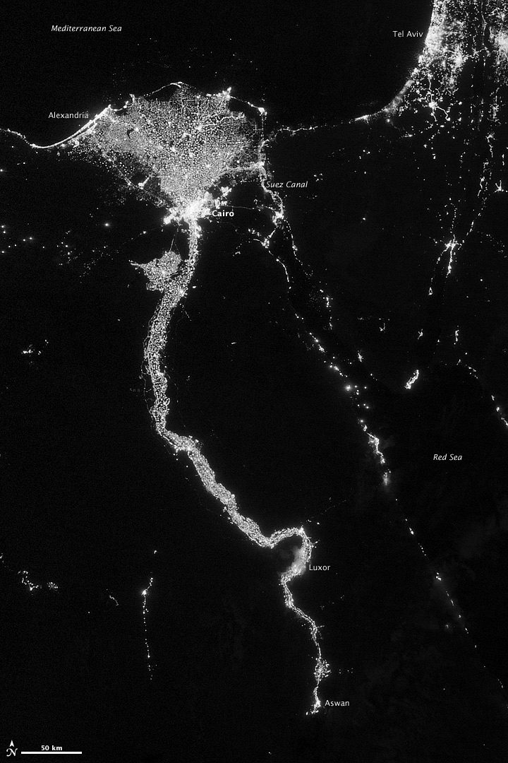 Nile at Night Forms Giant Flower Pattern