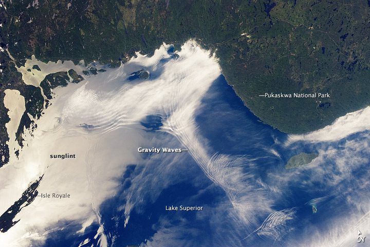 Gravity Waves and Sunglint Accent Lake Superior