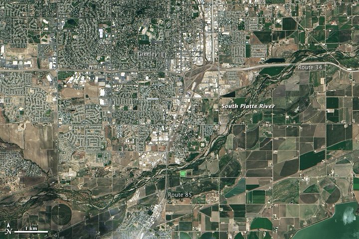 Northern Colorado Flooding Viewed from Space