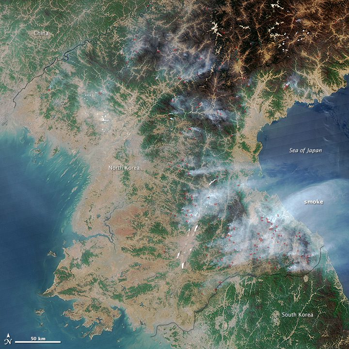 Satellite Image Reveals Dozens of North Korea Fires