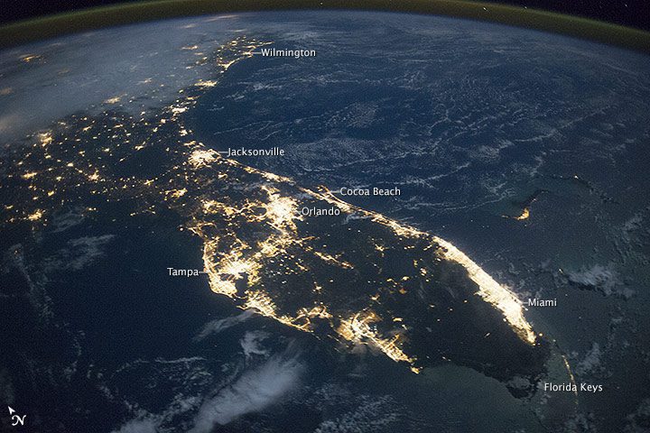 Astronauts Image Florida at Night