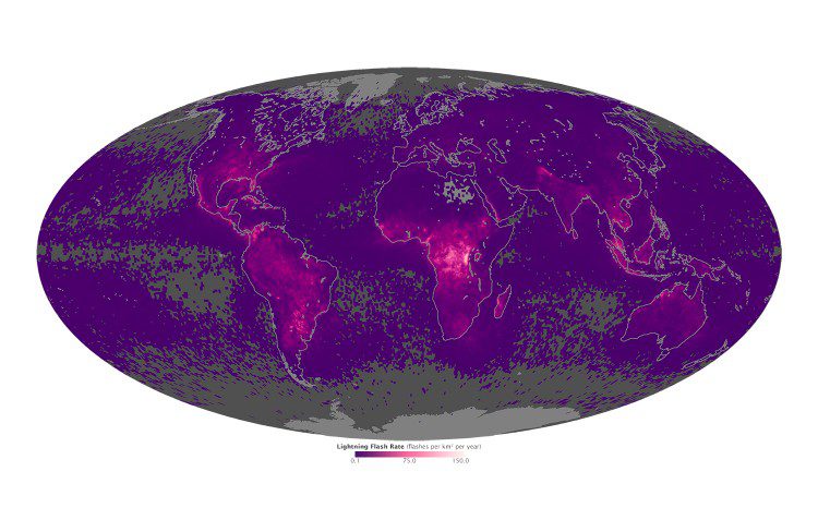 New NASA Map Provides Global View of Lightning Strikes