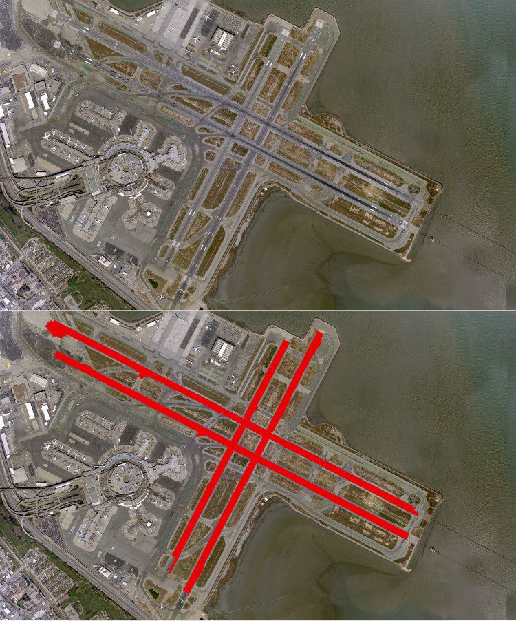 Figure 4. A GEOBIA approach was used to automatically extract runways from high-resolution imagery .