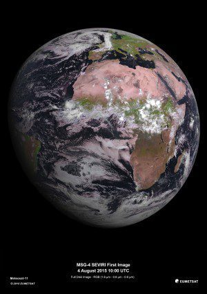 The first image from the MSG-4 weather satellite is a joint achievement by ESA, EUMETSAT and the European space industry. (Credit: EUMETSAT)