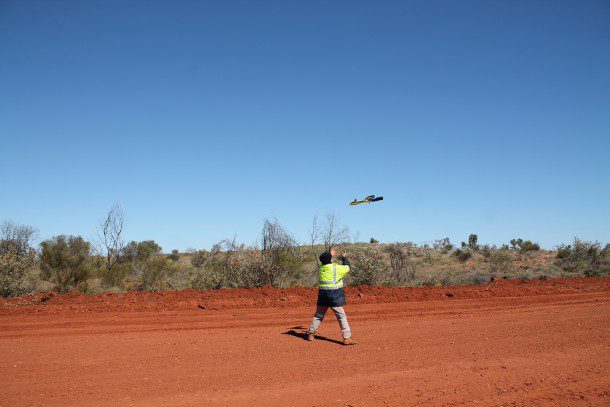 The Survey Group team took to catching the eBee RTK in the air to cut down on dust that began to impede operations.