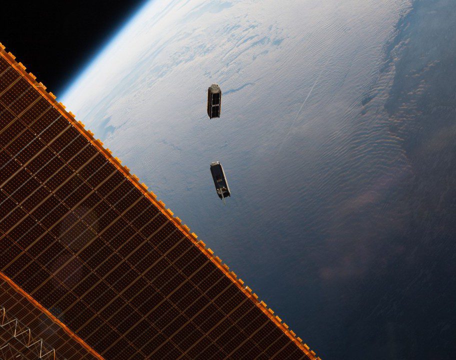 International Space Station Ejecting CubeSats