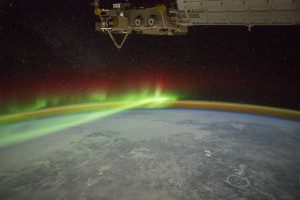An astronaut photo captured the green veils and curtains of an aurora that spanned thousands of kilometers over Quebec, Canada. (Credit: NASA)