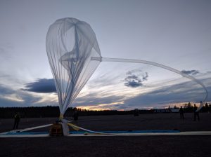 A BARREL balloon inflates on the launch pad at Esrange Space Center near Kiruna, Sweden, on Aug. 29, 2016. (Credit: NASA/Dartmouth/Alexa Halford)