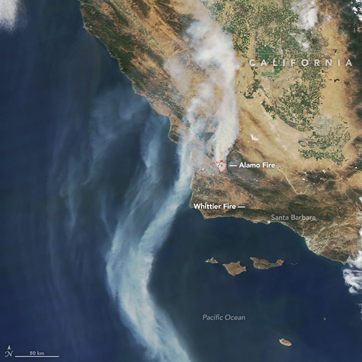 Satellites See One Fire, Two Plumes