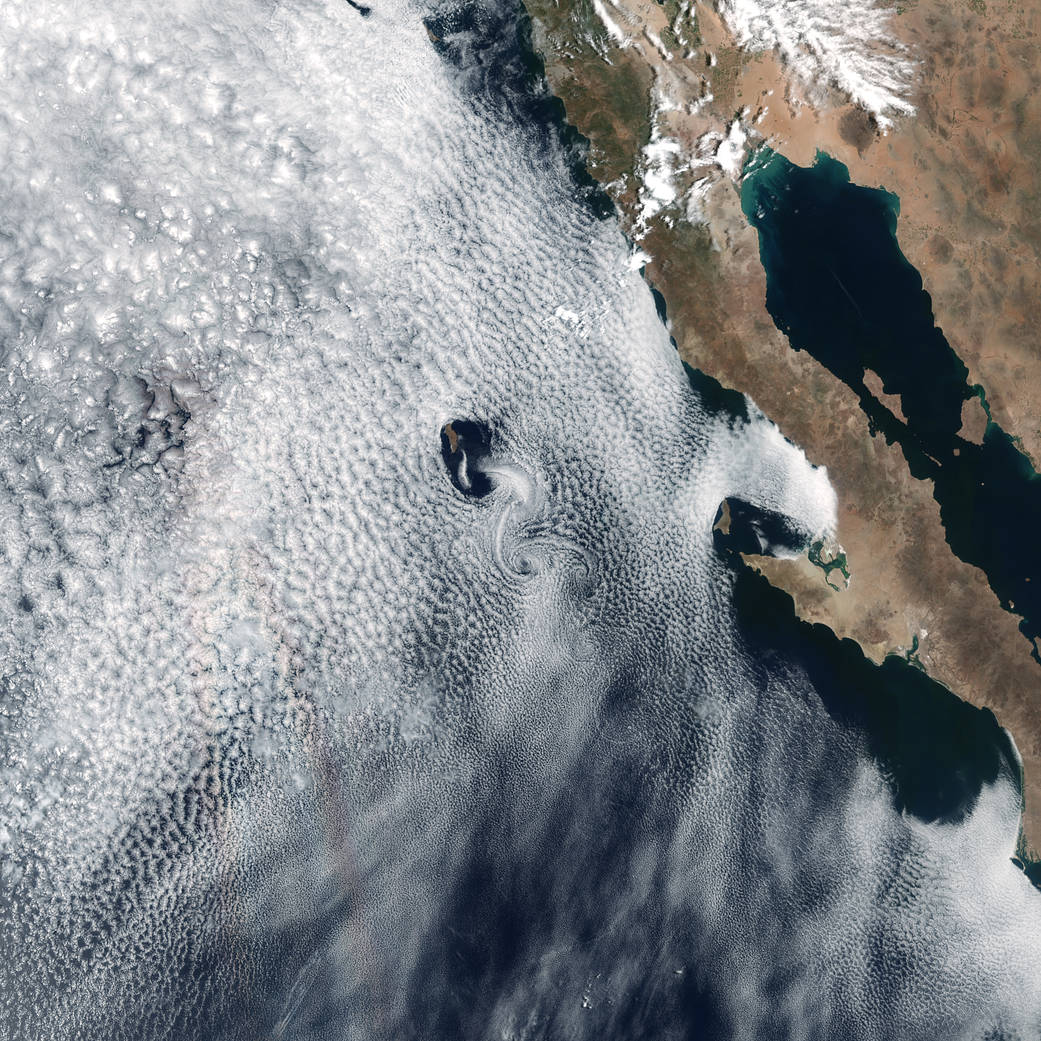 Spiraling Cloud Patterns Over Guadalupe Island