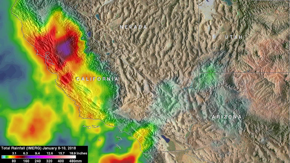 NASA Calculated Heavy Rainfall Leading to California Mudslides