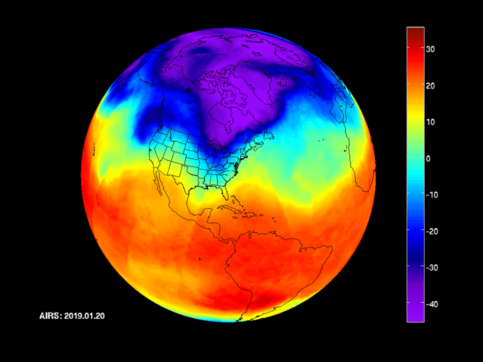 NASA's AIRS Maps Recent Polar Vortex
