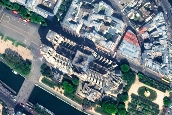 Satellite Images of Notre Dame Cathedral