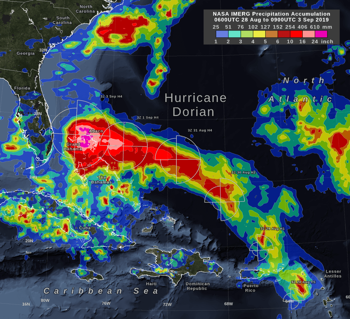 NASA's IMERG Estimates Hurricane Dorian's Rain