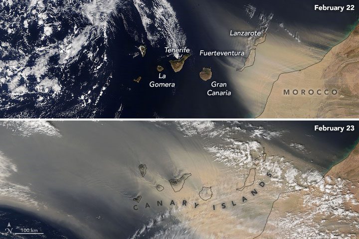 Dust Blankets the Canary Islands