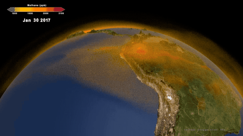 New 3D View of Methane Tracks Sources and Movement around the Globe