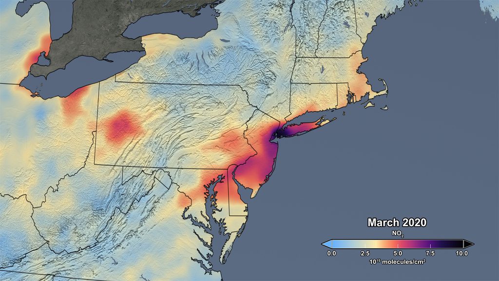 NASA Satellite Data Show 30 Percent Drop In Air Pollution Over Northeast U.S.